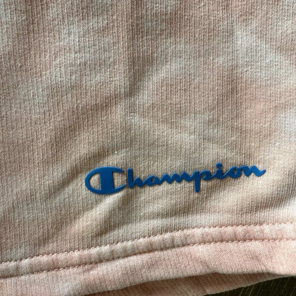 Champions men's pink/orange french terry elastic/drawstring waist shorts size me